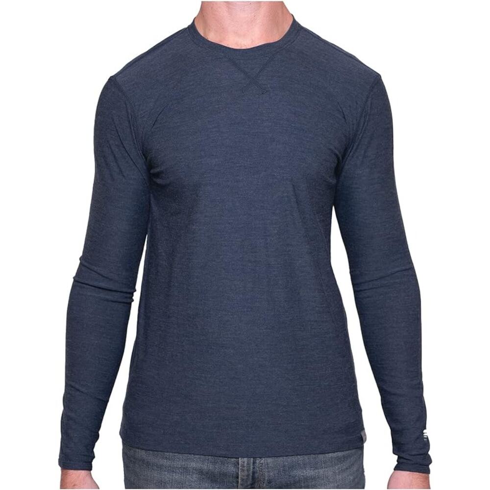 NWT! Meriwool Mens 100% Merino Wool Base Layer L/S Shirt Denim Blue Lā